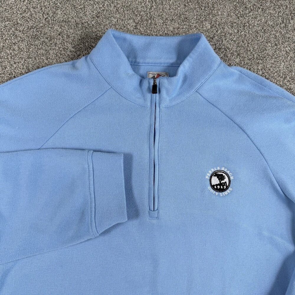 Adidas Golf 1/4 Zip Pullover Men's Blue Stretch Sweater “Pebble Beach” Medium